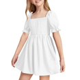 thumbnail image 1 of Robe pour Tout-Petite Fille à Manches Bouffantes, Robes de Printemps pour Filles, Robe Évasée à Étages en Ligne A, Robe Smockée, Robes d'Anniversaire pour Filles, 1 of 5