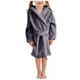 thumbnail image 3 of Splozh Kids Robes Girls Boys Girls Fashion Bathrobe Soft Robe Hooded Robe Cloth Cotton Bathrobe Dark Gray,9-10 Years, 3 of 5