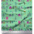 thumbnail image 1 of Soimoi Poly Georgette Fabric Cartoon Machine & Gear Parts Hardware Printed Fabric 1 Yard 52 Inch Wide, 1 of 3