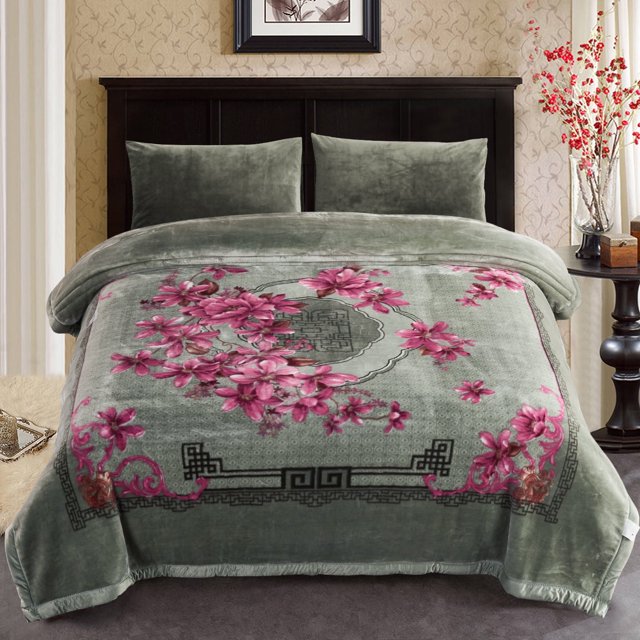 Couverture en Molleton Épaisse et Chaude pour l'Hiver pour Lit Très Grand, 2 Plis, Réversible, Douce, Couverture Raschel, 85"x93 Pouces, 10 Lb