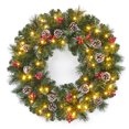 thumbnail image 1 of 24IN Real Touch Christmas Pine and Cedar Wreath, Large Winter Holiday Door Decor for Indoor Outdoor, Front Door Farmhouse Hanging Decoration, 1 of 6