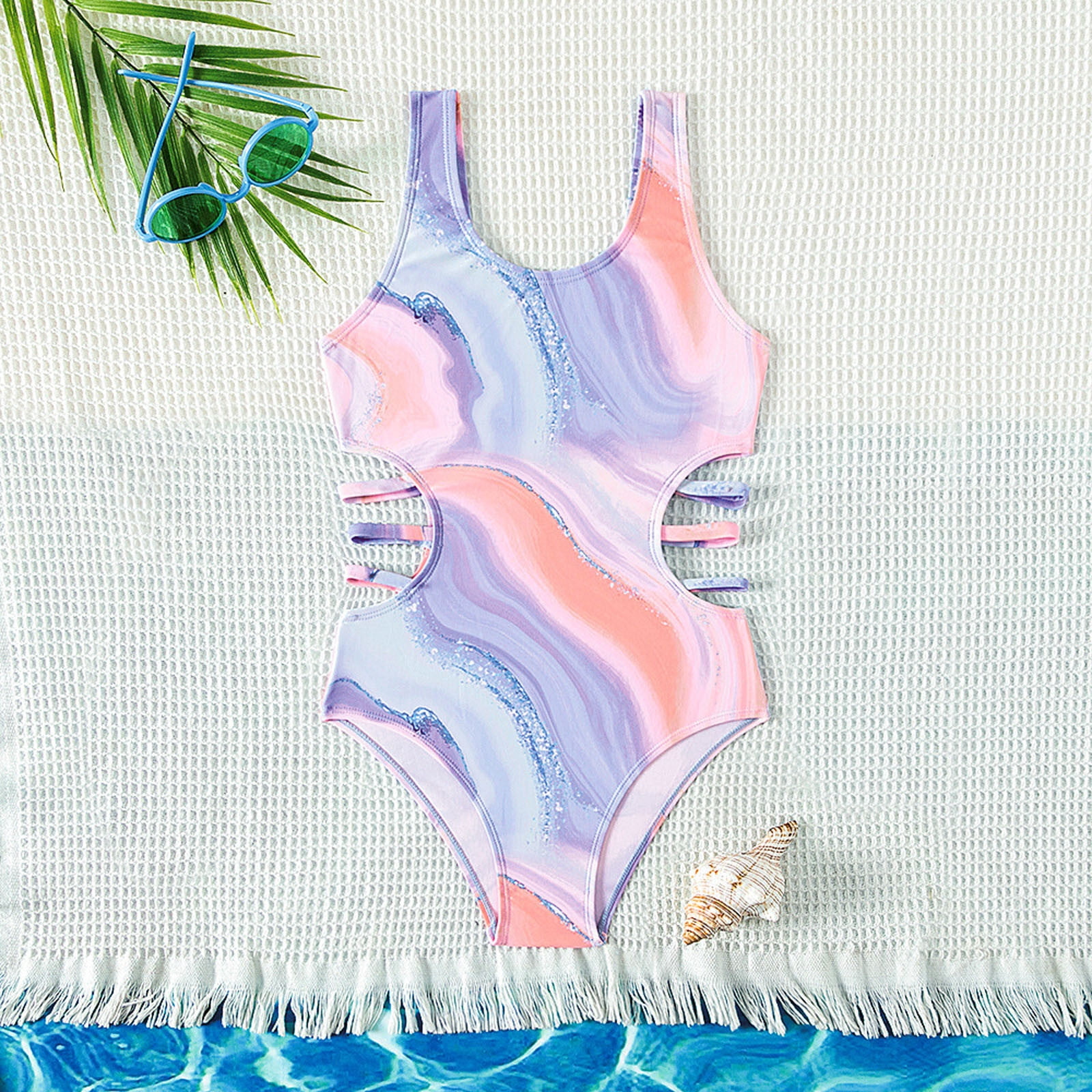 Maillots de Bain Fille Ado 1 Pce Mode Sans Manches Maillots de Bain d'Été 13-14 Ans