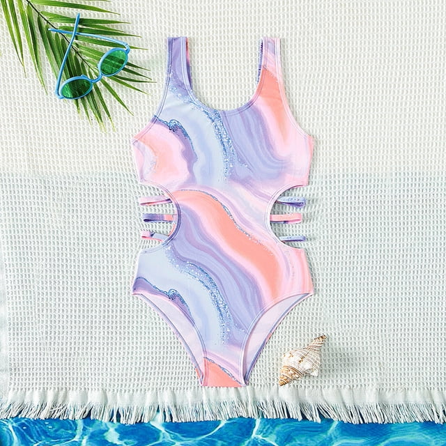 Teen Girl Bathing Suits One Piece Ruffle Sleeveless Toddler Bathing Suit 11-12 Years