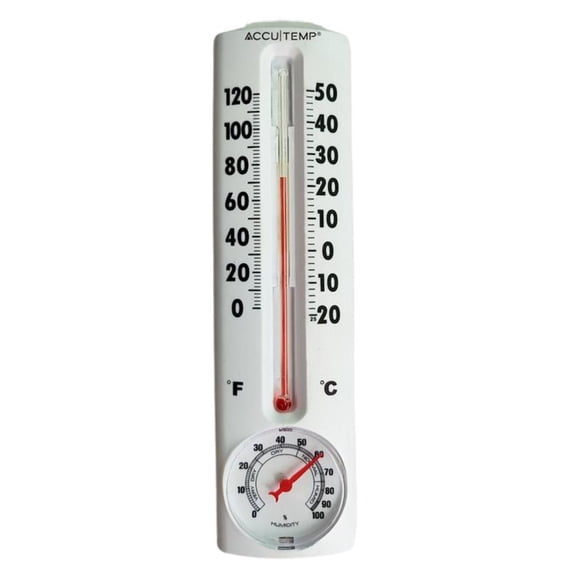 Thermomètre Interieur ou Extérieur avec Hygromètre Accutemp, lectures de température en °C et °F, Blanc
