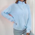 thumbnail image 4 of Yuyuzo Womens Zipper Front Cardigan Long Sleeve Oversized Sweater Knitted Cardigans Jacket, 4 of 5