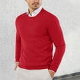 thumbnail image 2 of LUOGENLI Chandail Sans Manches pour Homme Automne et Hiver Lisse Confortable Léger Drapé Peau Douce Texturé Coupe Ajustée Col Rond Manches Longues Chandail pour Homme Chemise Manches Courtes Rouge Melon D\'eau Taille g, 2 of 8