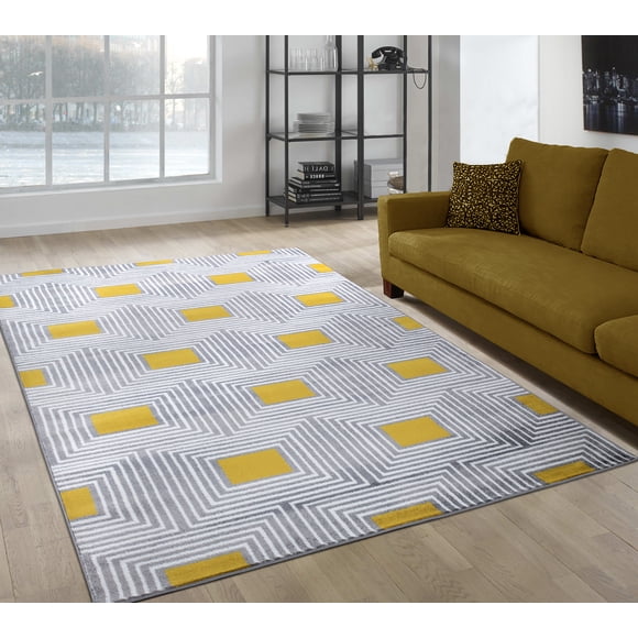 A2Z Paris 1940 Argyle Modern Geometric Abstract Soft Small Bedroom Area Rug Tapis Carpet (3x5 4x6 5x7 5x8 7x9 8x10)