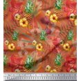 thumbnail image 1 of Soimoi Orange Rayon Crepe Fabric Lily & Pine Fruits Decor Fabric Printed Yard 46 Inch Wide, 1 of 3