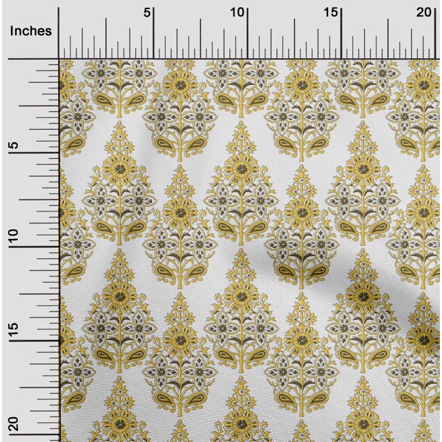 oneOone Cotton Cambric Fabric Floral & Paisley Block Decor Fabric Printed BTY 56 Inch Wide