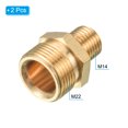 thumbnail image 3 of Unique Bargains Pipe Fitting, 2 Pack M22 to M14 Male Thread 1.22 Inch for Water Pipes, Gold, 3 of 5