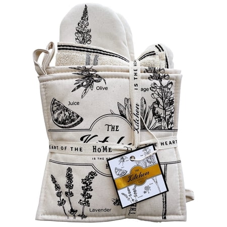6 Pack Kitchen Line Set 2 Oven Mitts 2 Pot Holder 2 Washclothing gift Set
