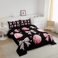 thumbnail image 3 of Erosebridal Ensembles de Couette Œufs de Pâques Roses Taille Simple pour Filles, Couettes et Duvets Nœud de Princesse, Noir, Réversible 2 Pcs, 3 of 8