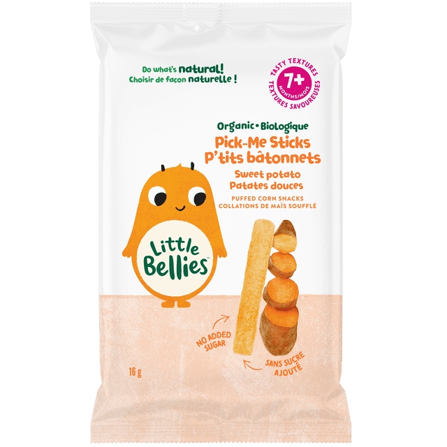 Little Bellies Organic Pick-Me Sticks Sweet Potato Puffed Corn Snacks 7+ Months, 16gr