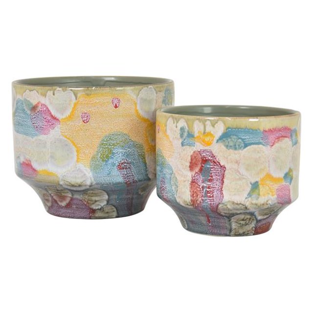 Plutus Brands Planteur en Porcelaine PBTH93343&44; Multi Couleur - Lot de 2