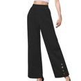 thumbnail image 1 of FAIWAD Women's Wide Leg Pants High Elastic Waisted Button Business Work Trousers Long Straight Pants, 1 of 6