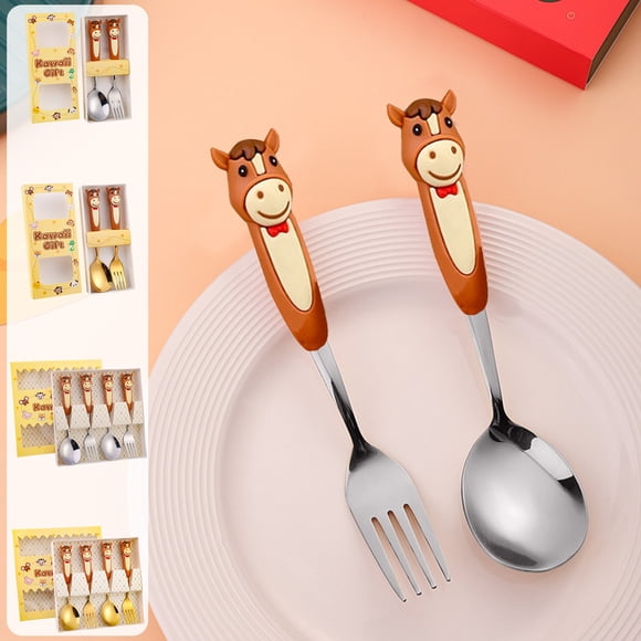 Sentmoon Flatware Set Flatware Year Of The Horses Themed Stainless Steel Spoon and fork Cutlery Set and A Festive Tableware Gift Set