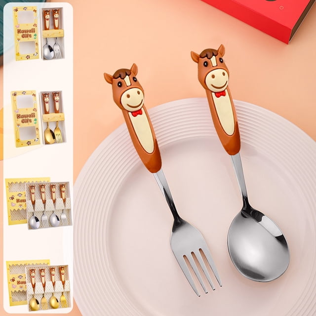 Sentmoon Flatware Set Flatware Year Of The Horses Themed Stainless Steel Spoon and fork Cutlery Set and A Festive Tableware Gift Set