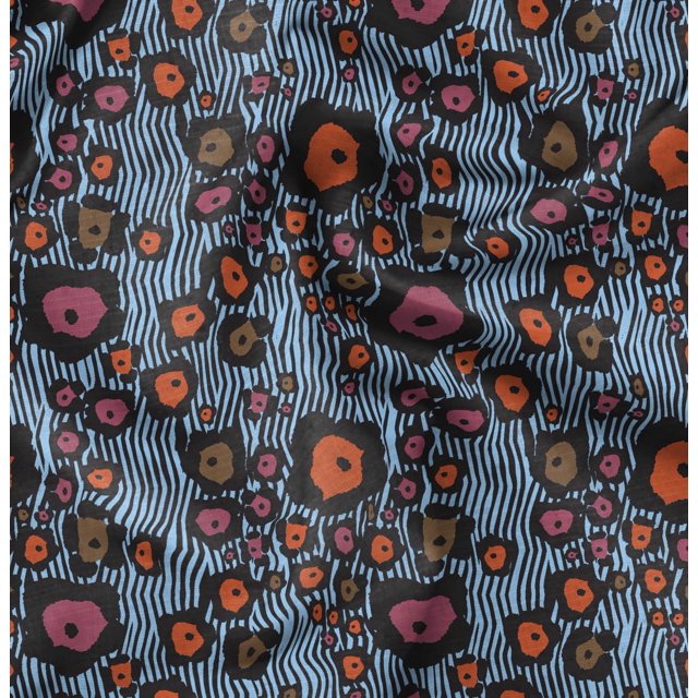 Soimoi Blue polyester Crepe Fabric Wild Animal Skin Decor Fabric Printed BTY 52 Inch Wide