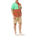 thumbnail image 2 of INSPIRE CHIC Men's Shirts Short Sleeve Summer Cotton Patchwork Button Down Shirts XL Orange Green, 2 of 6