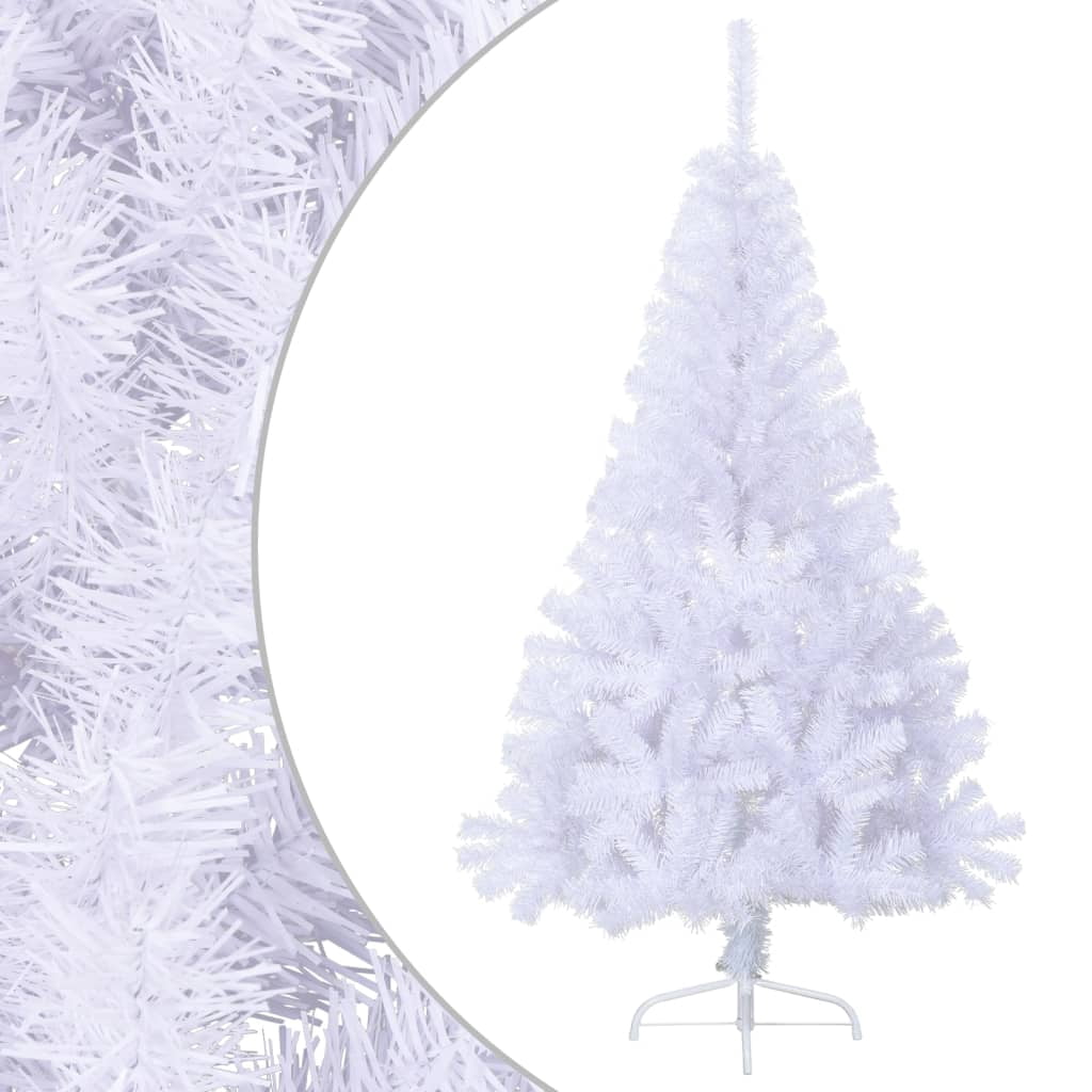 vidaXL Demi-Arbre de Noël Artificiel avec Support Blanc 120 cm PVC