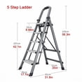 thumbnail image 3 of 5-Step Folding Step Ladder with Handrails, Wide Anti-Slip Steps, Heavy Duty Steel Frame, Portable Stepladder for Kitchen, Closet and Home, Gray, 3 of 5