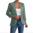 thumbnail image 2 of Frostluinai Womens Cardigans 3/4 Sleeve Hollow Out Eyelet Cardigans Open Front Solid Lightweight Cardigans Casual Draped Ruffle Cardigans, 2 of 7