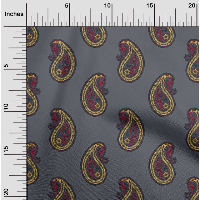 oneOone Cotton Silk Fabric Paisley Block Print Fabric BTY 42 Inch Wide
