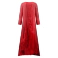 thumbnail image 5 of Robe Maxi d'Été pour Femmes à Manches Mi-Longues, Col, Décontractée, Ample, Longue, de Plage, à Boutons, Grande Taille, Robe Bohème, Robe Soleil, Froncée, Fluide, Longue pour Femmes, 5 of 5
