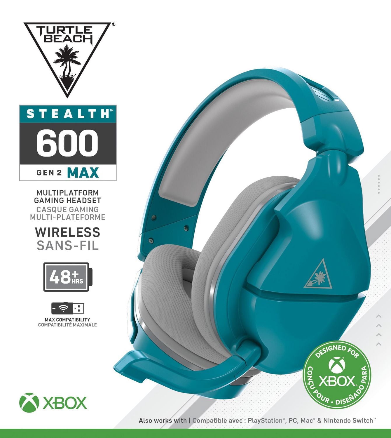 Turtle Beach® Stealth™ 600 Gen 2 MAX - Teal Xbox Series X, Xbox Series S, Xbox One X, Xbox One S, PS5™, PS4™, PS4™ Pro, PS4™ Slim, Nintendo Switch™, PC et Mac®