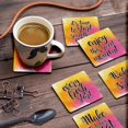 thumbnail image 3 of Inkdotpot Set of 6 Drink Coasters Easy Clean 4-inch SquareCoastersCork Base-Reusable- Quotes, 3 of 8