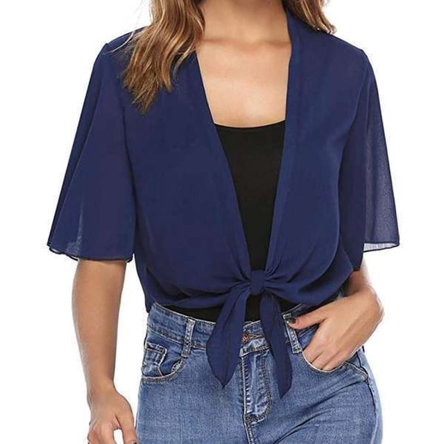 Wolfast Hauts à Manches Courtes pour Femmes Châles et Étoles en Mousseline Douce pour Robe de Soirée Cape Boléro Flapper Uni Manches Courtes Châles et Étoles pour Femmes Mariage
