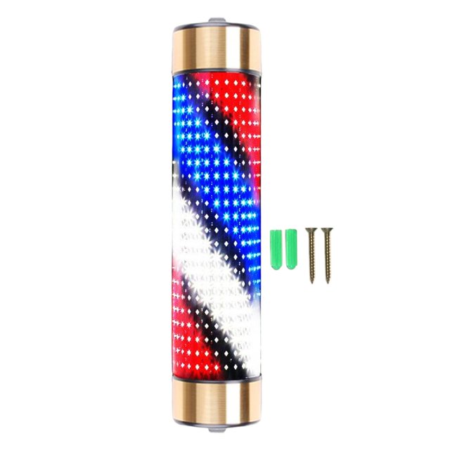 Rainproof Barber Shop Pole Red Blue White Rotating Light Lighting Stripes Lights 15cmx65cm Aureate