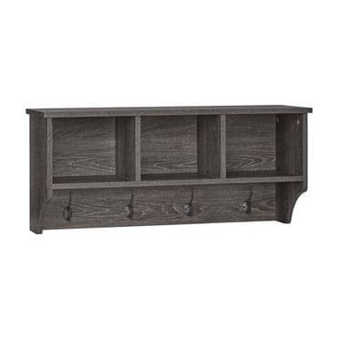 Woodbury Collection Maison RiverRidge® Étagère avec casiers et crochets, 14 po. (h) x 31,63 po. (larg) x 9,38 po. (p), bois patiné