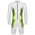 thumbnail image 3 of iefiel Men's Rash Guard Long Sleeve Swimsuit Stretchy Front Zipper One Piece Bathing Suit Surfing White L, 3 of 5