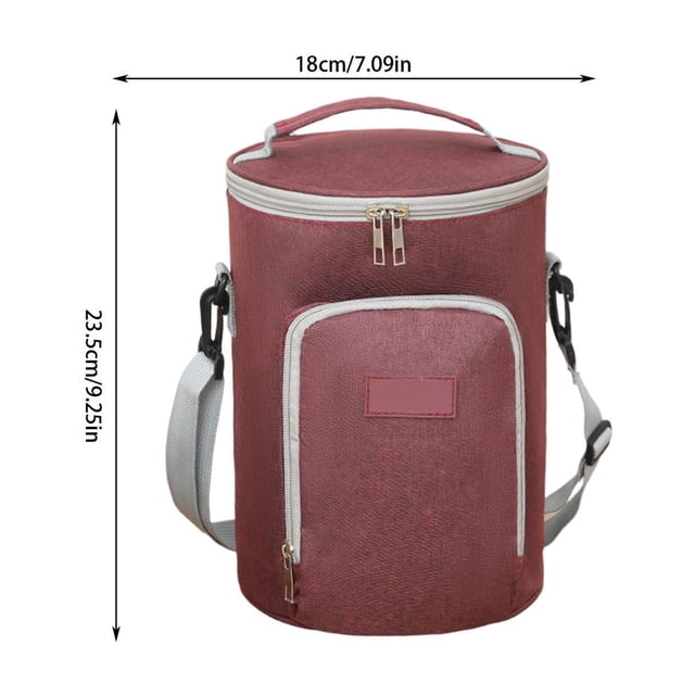 Sac à Lunch Bento Rond Portable, Sac à Lunch pour Étudiant, Sac Isolé, Sac à Glace pour Pique-Nique, Seau Isolé, Sac de Rangement Sac à Lunch Isolé