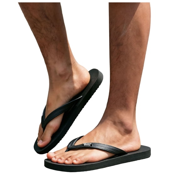Sandales de Plage Plates pour Hommes Légères Antidérapantes Sandales de Plage à Séchage Rapide Chaussures d'Eau de Douche pour Salle de Bain Noir Taille 7