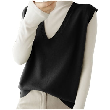 FAIWAD Débardeur Sans Manches à Col en V pour Femme, Chandail Sans Manches Uni, Coupe Ample, Tricot, Camisole
