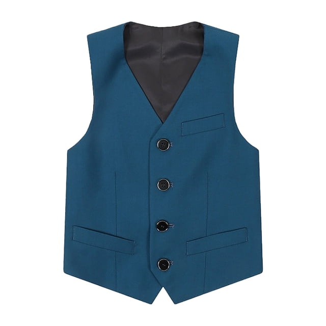 Sunnyoo Gilet de Costume Formel pour Garçon, Gilet de Robe Uni Sans Manches à Boutons