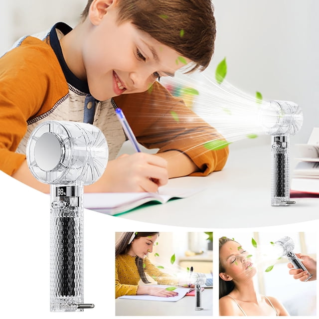 Dvkptbk mini Ventilateur Transparent Ventilateur de Réfrigération Affichage Bloc Réfrigérant Portable Extérieur Dortoir Charge à 100 Niveaux mini Ventilateur
