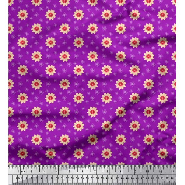 Soimoi polyester Crepe Fabric Artistic Floral Print Fabric by Yard 52 Inch Wide