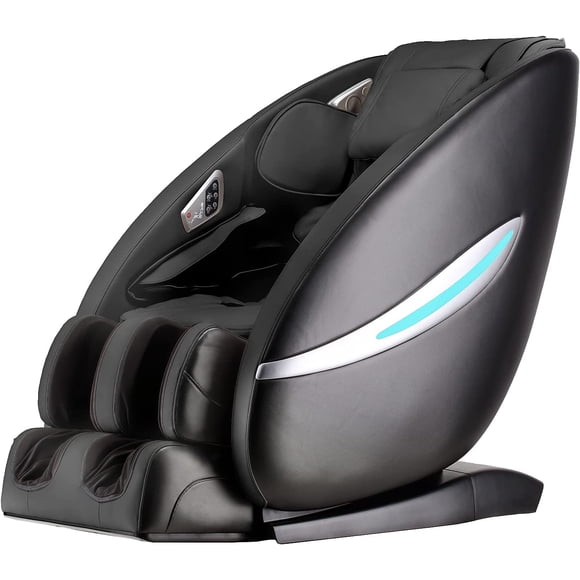 FDW Chaise de Massage à Gravité Zéro, Shiatsu à Piste en Sl pour Tout le Corps, Chaleur, Rouleaux pour les Pieds, Massage par Coussin d'Air, Fonction d'Étirement et Haut-Parleur Bluetooth, Noir