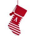 thumbnail image 2 of Fridja Grandes Bas de Noël, Bas de Noël Tricotés à Monogramme Rayé de 19,68 Po avec Pompon pour Cartes de Vœux, Bas Suspendus Rouges pour Foyer de Noël pour Décorations des Fêtes Lettre A, 2 of 5