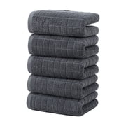 yulier Super Soft Washcloths Towel Set 5 Pack, Solid Color Highly Absorbent Wash Cloth for Bathroom, Hotel, Spa and Kitchen, Multi-Purpose Hand Towels and Face Cloths 30.7'' x 13'', Gray