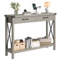 thumbnail image 1 of Ourlova Entryway Table 43in Farmhouse Console Table 2-Tier Wood Sofa Table with Shelf Behind Couch Table Console Tables, 1 of 7