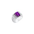 thumbnail image 3 of RYLOS Men's Rings Sterling Silver Designer Style 10X8MM Emerald Cut Shape Gemstone &  Diamonds Amethyst February Birthstone Rings For Men Size 8, 3 of 4