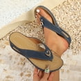 thumbnail image 2 of Wedge Sandals for Women Flip Flops Slide Open Toe Soft Sole Non Slip Breathable Beach Thong Shoes Blue, 2 of 5