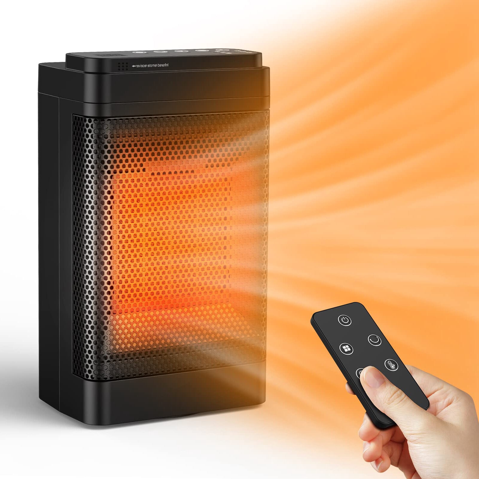 Space Heater for Indoor Use, Fast Heating, 70° Oscillating Electric & Portable Heater with Thermostat,1500W PTC Ceramic Room Heater with Remote, 12h Timer, LED Display, for Office