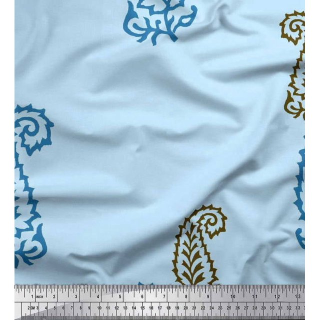Soimoi Georgette Viscose Fabric Paisley Block Print Fabric by Yard 42 Inch Wide