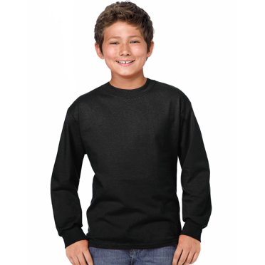 Hanes TAGLESS Youth Long-Sleeve T-Shirt, XS, Black