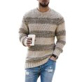 thumbnail image 1 of HIMONE Striped Splicing Sweater for Men Winter Bottoming Tops Long Sleeve Knitted Pullover, 1 of 2